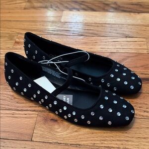 Ophelia Black Flats with Silver Studs